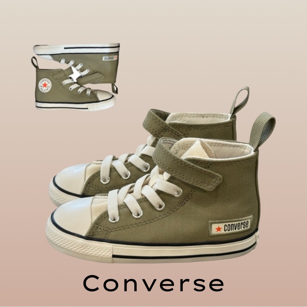 Converse Kids Olive green High Tops Sneakers Unisex toddler size 9 NIB NEW - Picture 2 of 8